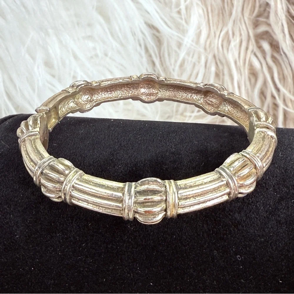 Vintage Aged Silvetone Weighted Bohemian Bracelet